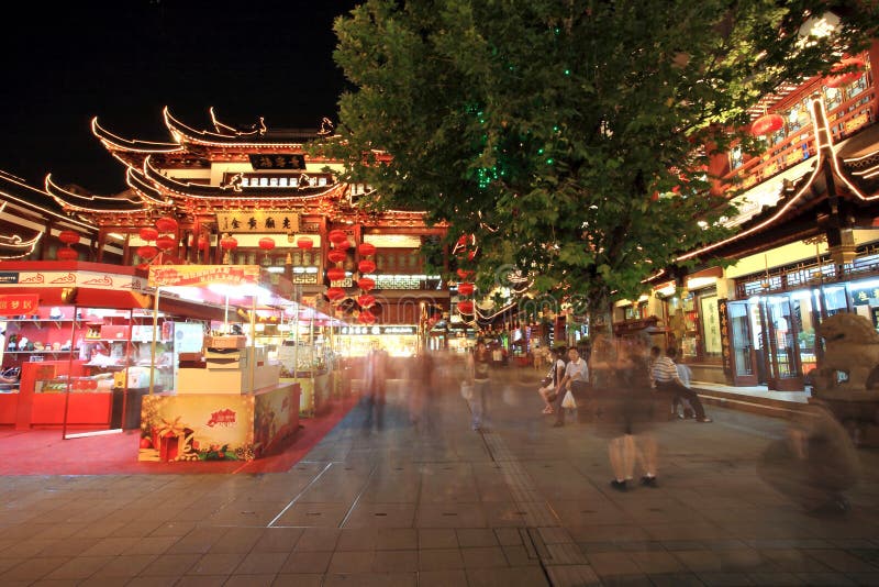 Yuyuan Garten Nachts, Shanghai, China Redaktionelles Foto Bild von