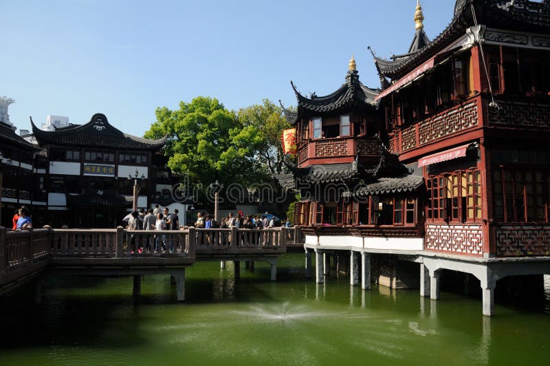 Teehaus an YuyuanGarten, Historisches Tradicional Chinesischer Garten