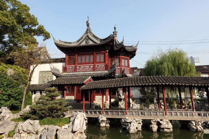 Yuyuan trädgård, Shanghai Kina fotografering för bildbyråer