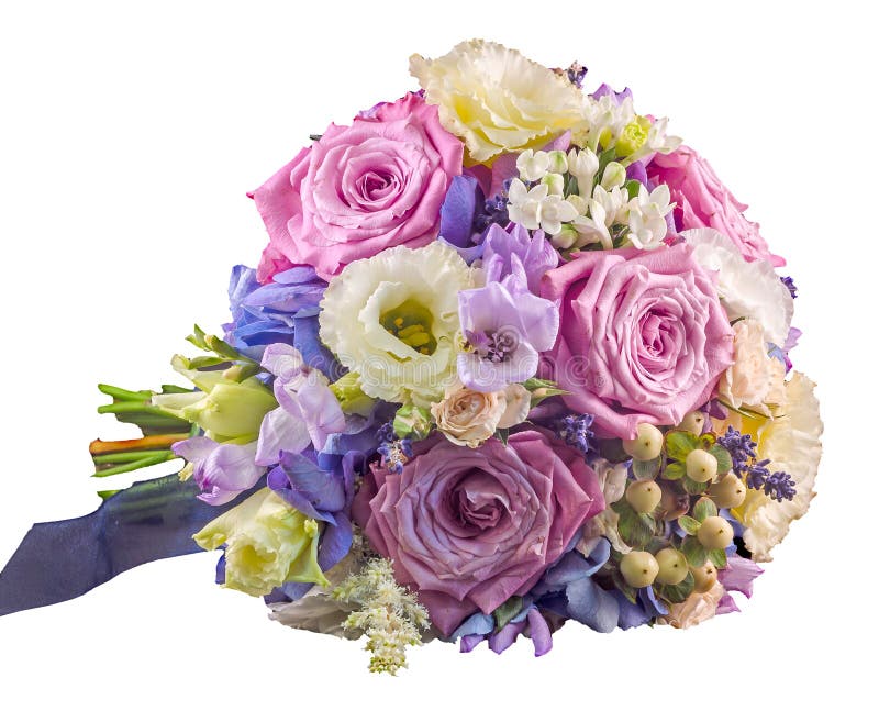 Żywy kwiecisty przygotowania z mauve różami Hortensis hortensją i fotografia stock