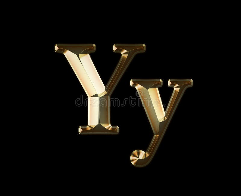 Yy Gold Glittering Metal Latin Alphabet Stock Illustration ...