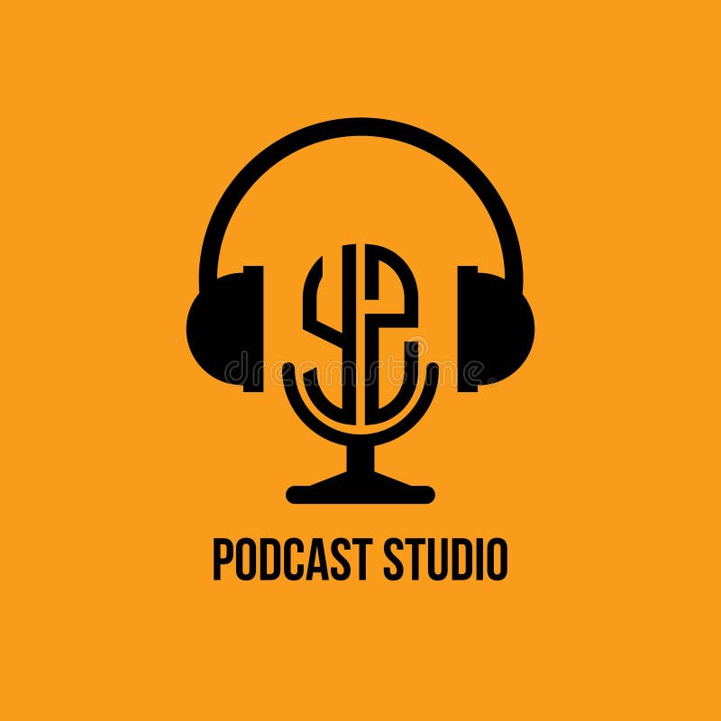 Yz monogram hoofdtelefoon- en microfoonstijl vector illustratie