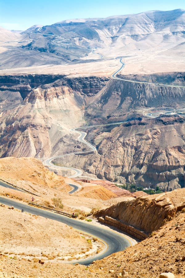 Z góra krajobrazem Jordania autostrada, Jordania. obrazy stock