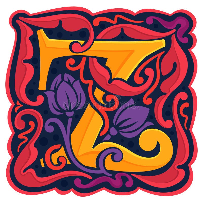 Z letter colorful antique gothic initial logo stock illustratie