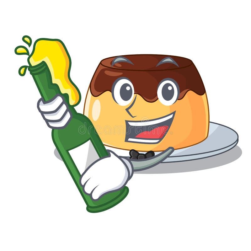 Z piwnym czekoladowym kawowym puddingiem odizolowywającym na maskotce ilustracji Z piwnym czekoladowym kawowym puddingiem odizolowywającym na maskotce ilustracji