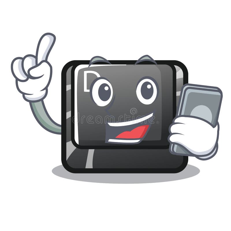 Z telefonu guzika d na komputerowej maskotce ilustracji Z telefonu guzika d na komputerowej maskotce ilustracji