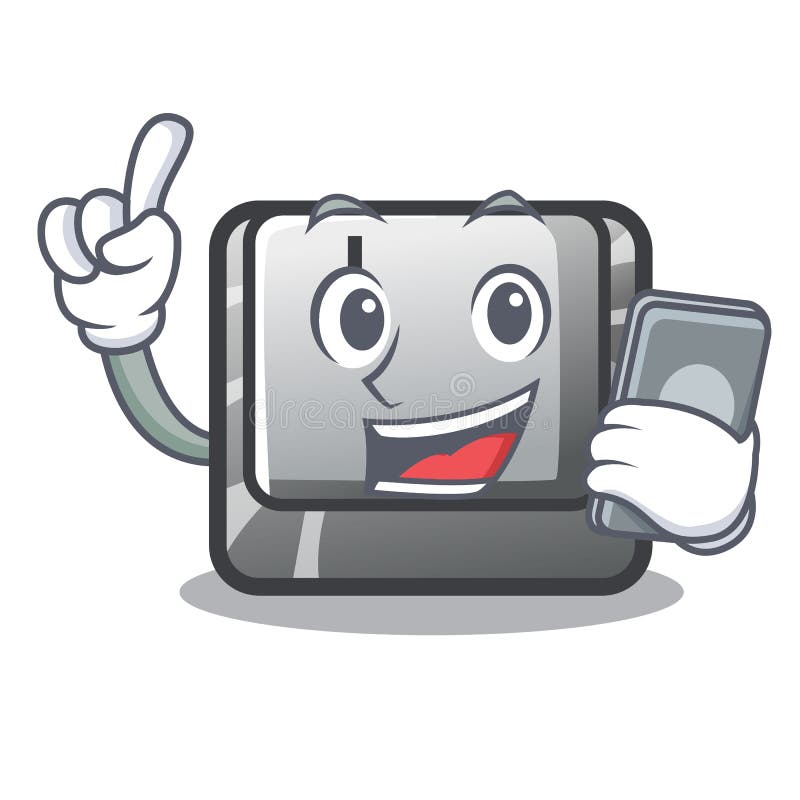 Z telefonu guzikiem Ja na klawiaturowej maskotce ilustracji Z telefonu guzikiem Ja na klawiaturowej maskotce ilustracji
