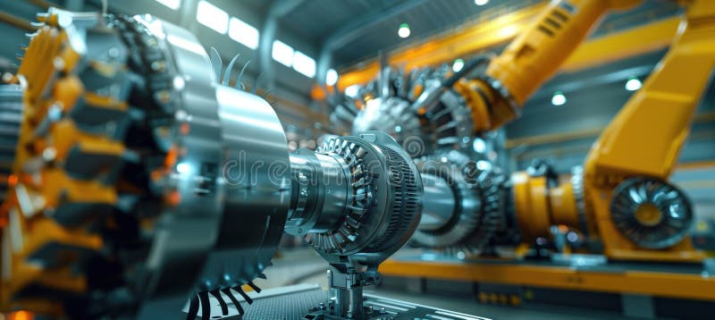 Zaawansowane mechaniczne ramię montujące turbiny przemysłowe w obiekcie krawędziowym obraz stock