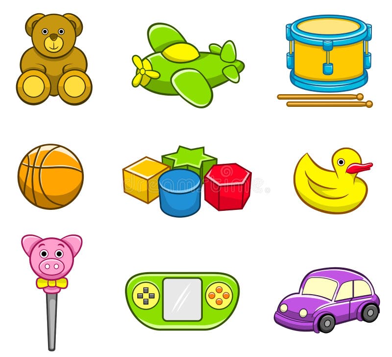 Zabawki ikony set ilustracja wektor Zabawki ikony set ilustracja wektor