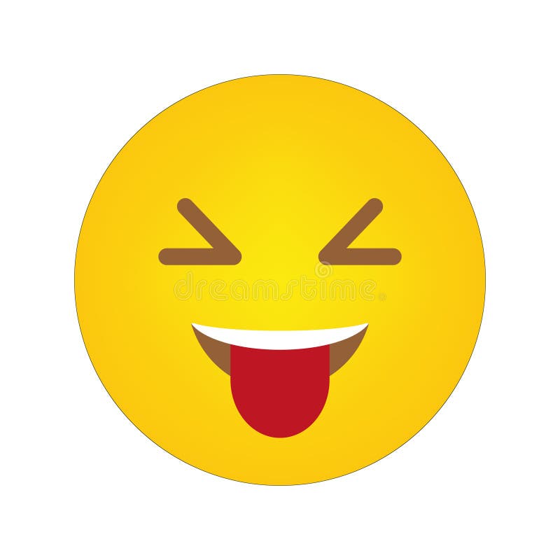 Zabawna twarz emoji. Uśmiechnięty żółty okrąg. Wyrażenie wychodzące języka. Ilustracja wektorowa. ilustracja wektor