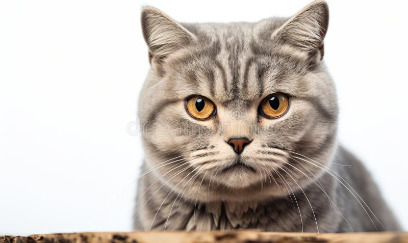Zabawny brytyjski kot krótkometrażowy ze srebrnym futrzem tabby patrzącym na kamerę ilustracja wektor
