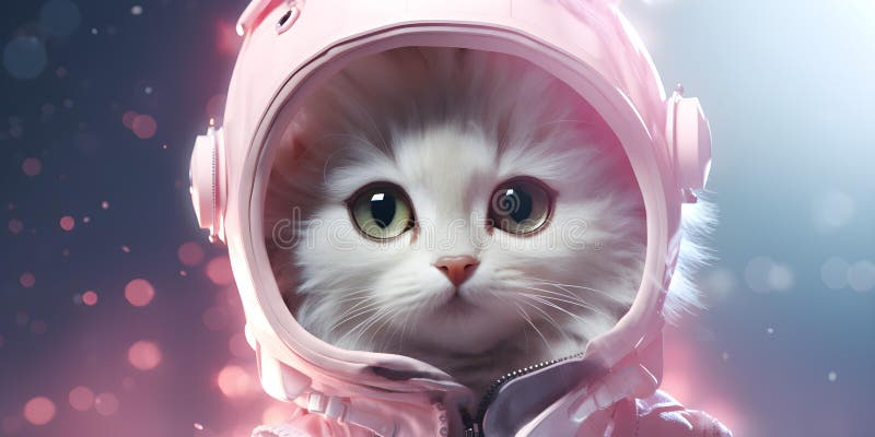 Zabawny kosmonaut kotów w uroczym astronautach, obejmujący cuda technologii. koncepcja ilustracji