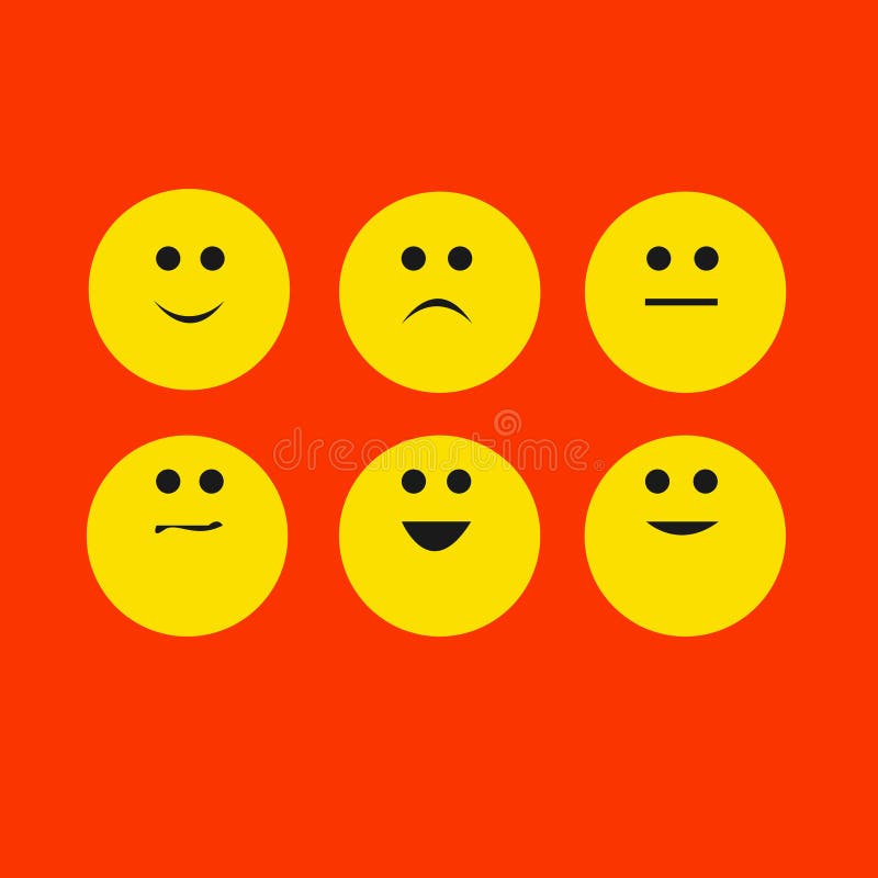 Zabawny zestaw emoji. Rysunek zabawnego Emoji ustawionego na czerwonym tle