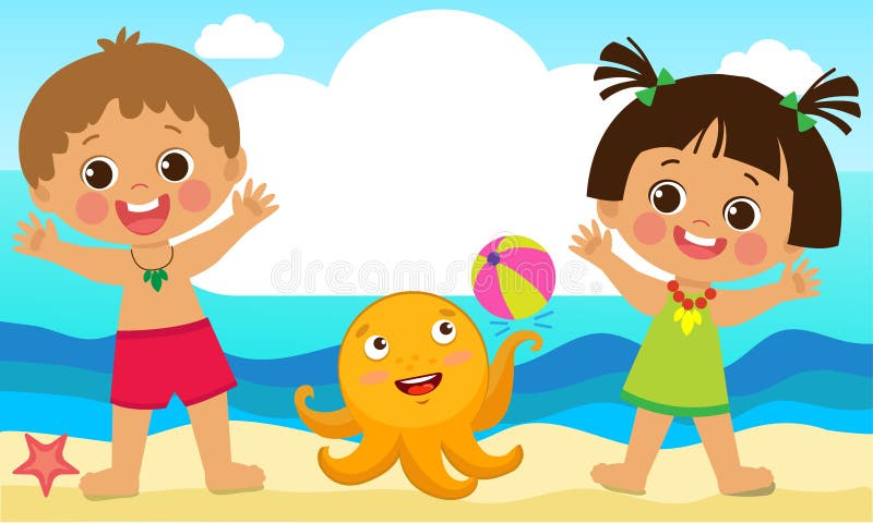 Zabawy lata aktywność dla dzieciaków Lato Żartuje wektor Szczęśliwi dzieci bawić się na plaży ilustracji Zabawy lata aktywność dla dzieciaków Lato Żartuje wektor Szczęśliwi dzieci bawić się na plaży ilustracji
