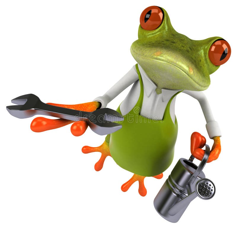 Zabawy żaby ogrodniczka - 3D ilustracja royalty ilustracja