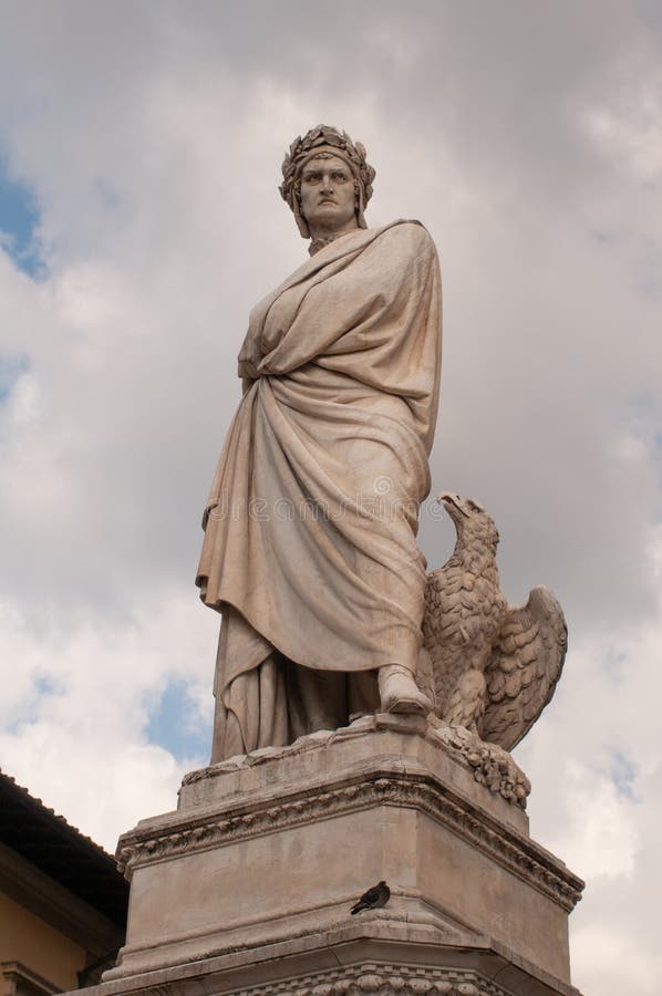 The statue was erected in 1865 to celebrate the 600 year anniversary of the birth of the poet Dante. The statue was erected in 1865 to celebrate the 600 year anniversary of the birth of the poet Dante.