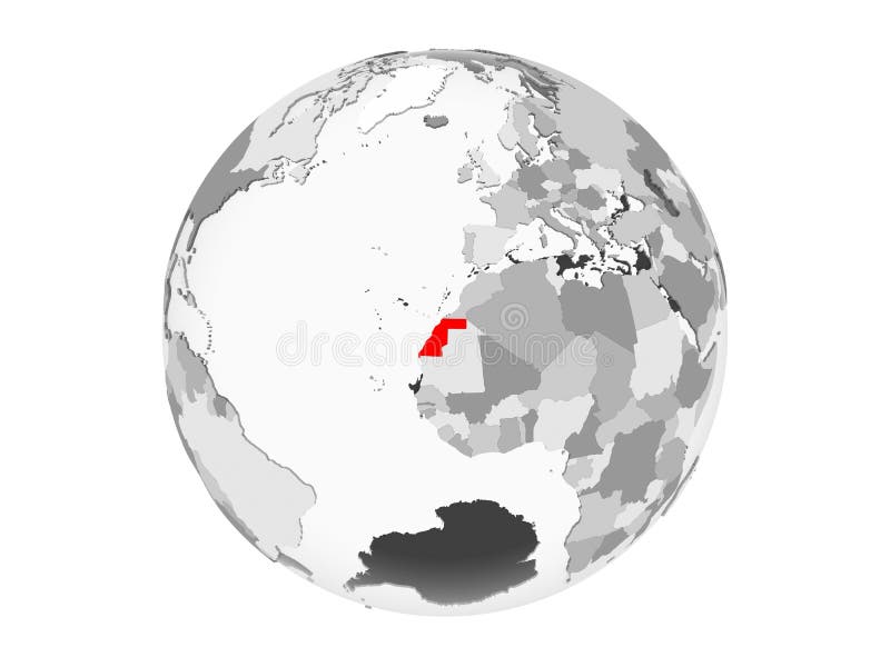 Zachodni Sahara na popielatej kuli ziemskiej odizolowywającej ilustracja wektor Zachodni Sahara na popielatej kuli ziemskiej odizolowywającej ilustracja wektor