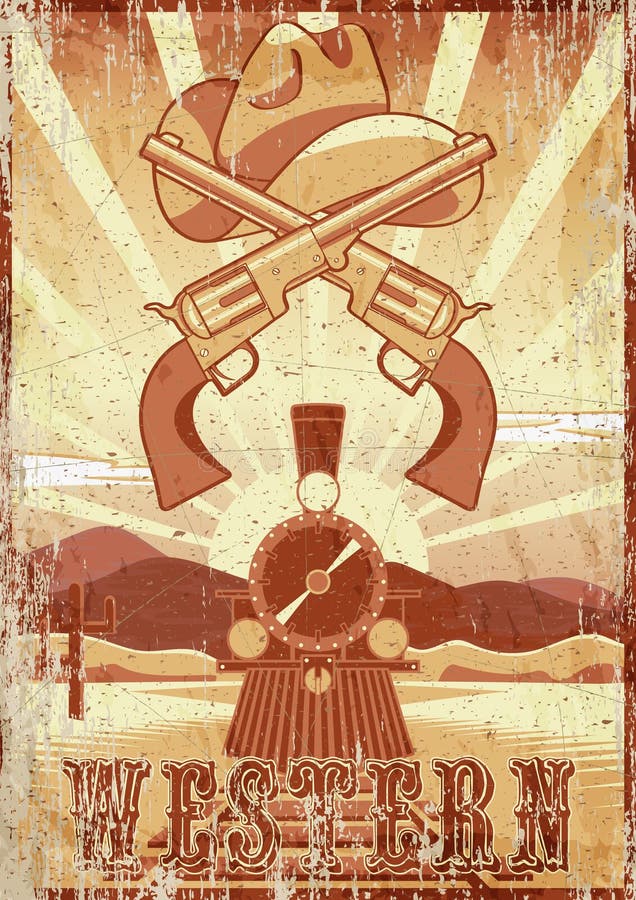 Zachodniego filmu grunge rocznika plakat z, karta lub, royalty ilustracja Zachodniego filmu grunge rocznika plakat z, karta lub, royalty ilustracja