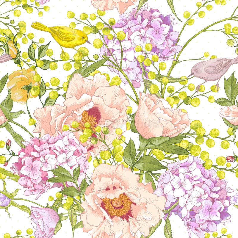 Zachte de Lente Bloemen Naadloze Achtergrond royalty-vrije illustratie Zachte de Lente Bloemen Naadloze Achtergrond royalty-vrije illustratie