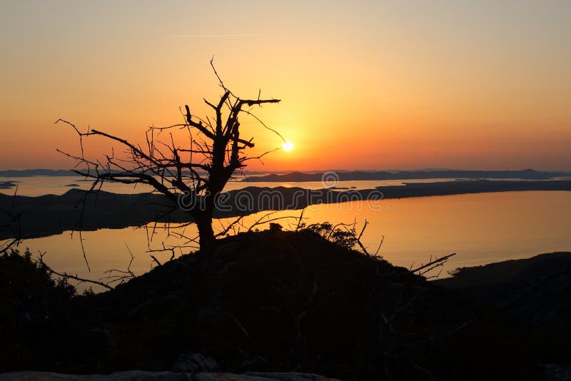 Zachód słońca w Kamenjak Viewpoint, Chorwacja fotografia royalty free