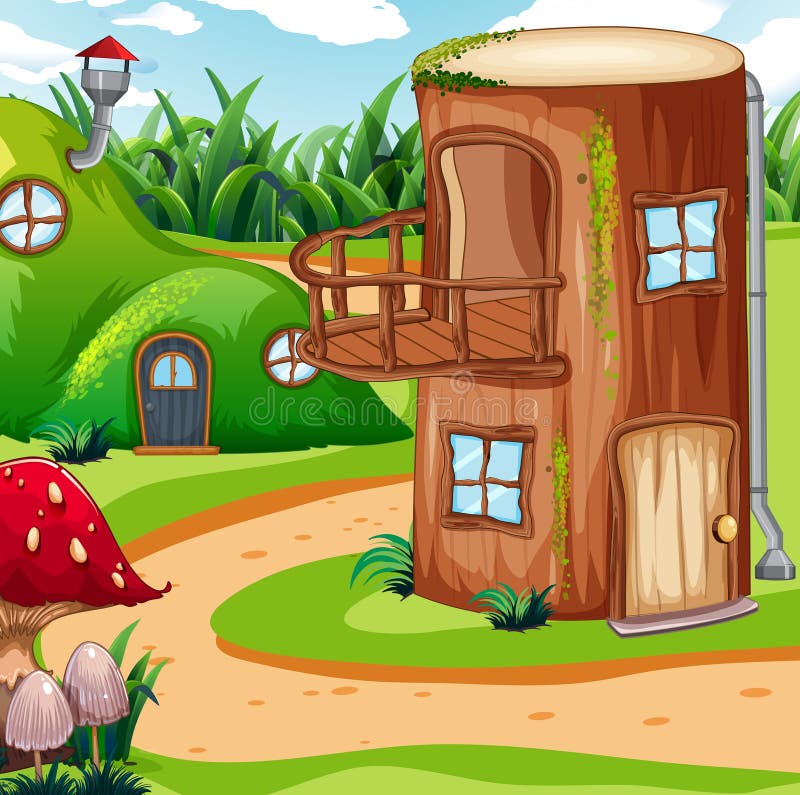 Zaczarowany drewniany dom w naturze ilustracja wektor Zaczarowany drewniany dom w naturze ilustracja wektor