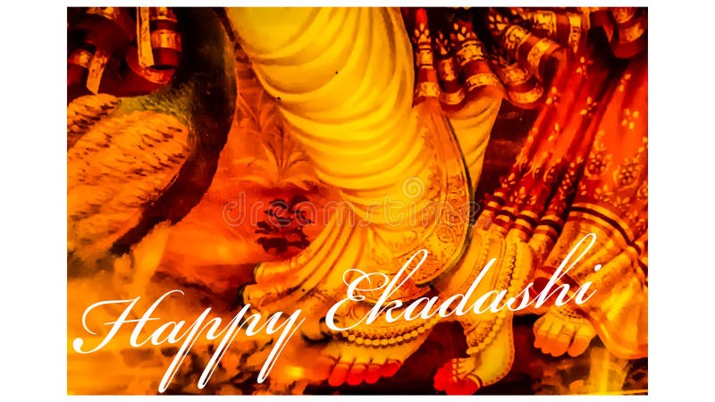 Happy Ekadashi Illustration Image. In Hindu Religion A Fast Kept Of Ekadashi Of &#x22;Krishna Paksha&#x22; And &#x22;Shukla Paksha&#x22; Twice A Month Is Considered Very Auspicious. In The Image Showing Foot Of God And Standing Peacock On One Side. Happy Ekadashi Illustration Image. In Hindu Religion A Fast Kept Of Ekadashi Of &#x22;Krishna Paksha&#x22; And &#x22;Shukla Paksha&#x22; Twice A Month Is Considered Very Auspicious. In The Image Showing Foot Of God And Standing Peacock On One Side.