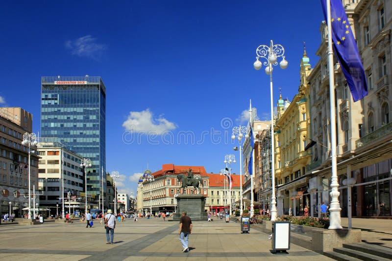 Zagreb, Croatia, main square Trg bana Jelacica royalty free stock image