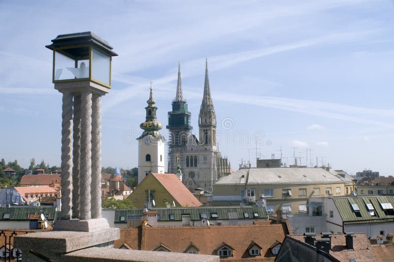 Zagreb lantern and churches