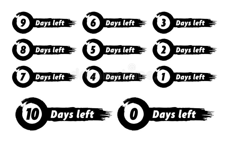 Zahl 10 bis 0 Tage übrig Countdown mit fett trockenen Pinselstrich lizenzfreie abbildung