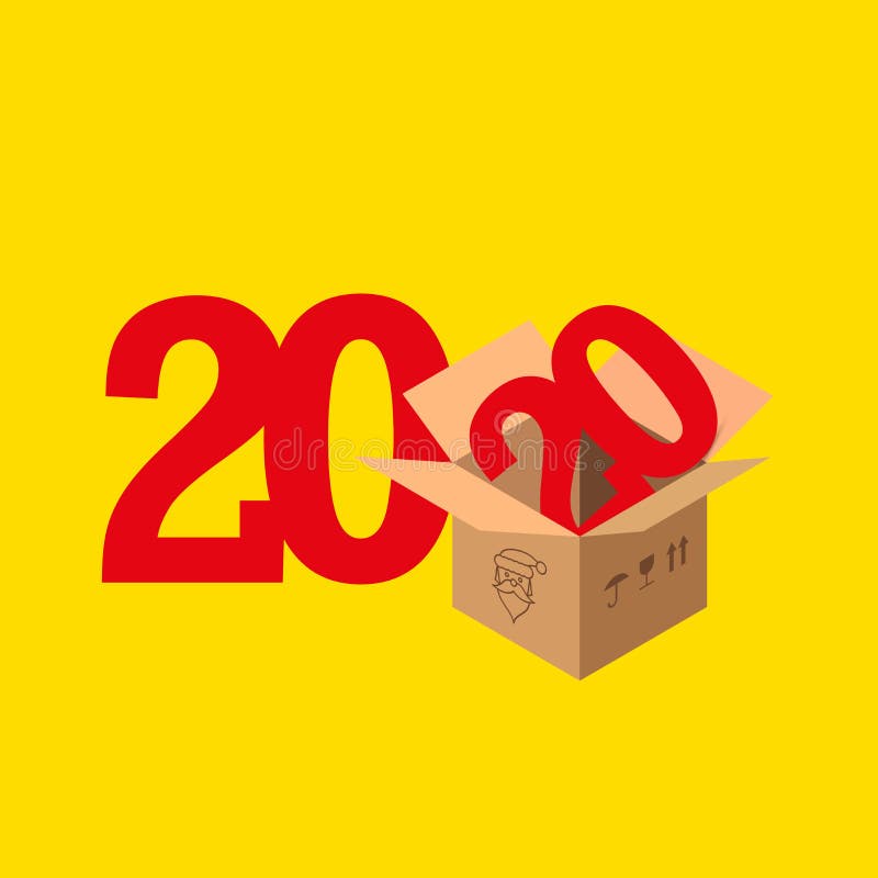 2020 Zahlen, neues Jahr-Symbol, offenes Paket Frohe Weihnachten, geheime Santa Gift Auch im corel abgehobenen Betrag vektor abbildung 2020 Zahlen, neues Jahr-Symbol, offenes Paket Frohe Weihnachten, geheime Santa Gift Auch im corel abgehobenen Betrag vektor abbildung