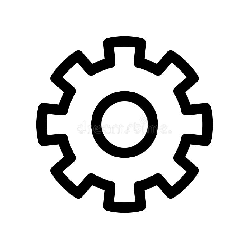 Zahn-Rad-Ikone Symbol von Einstellungen oder von Gang Modernes Gestaltungselement des Entwurfs Einfaches schwarzes flaches Vektor lizenzfreie abbildung