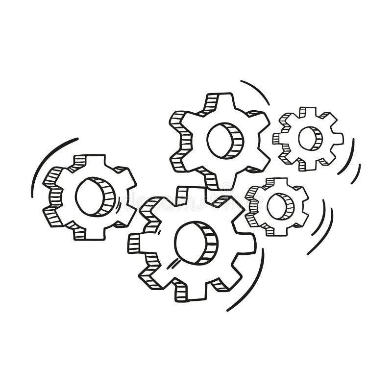 Zahnrad- Und Zahnradsymbol. Vektor Abbildung - Illustration von  maschinerie, gezeichnet: 221350133