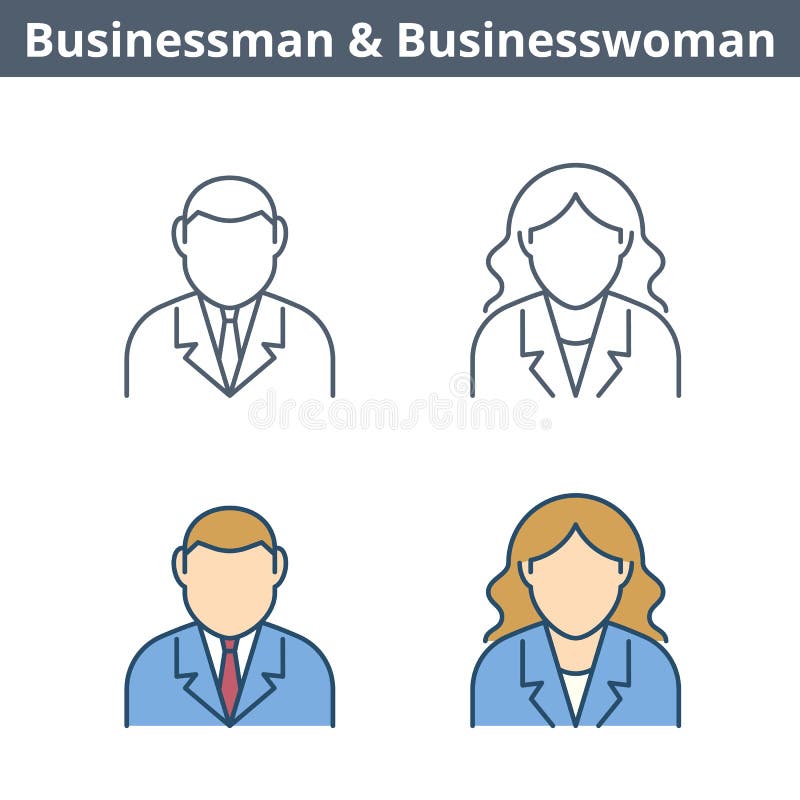 Zajęcia liniowy avatar ustawiający: biznesmen, bizneswoman cienki ilustracja wektor Zajęcia liniowy avatar ustawiający: biznesmen, bizneswoman cienki ilustracja wektor