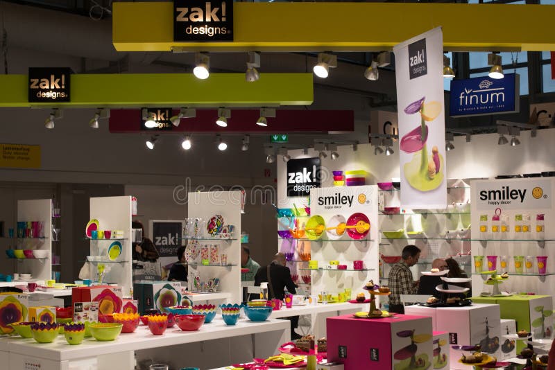 FRANKFURT, GERMANY â€“ FEBRUARY 16, 2013: Booth of German company ZAK! Designs on the Ambiente trade fair on February 16, 2013 in Frankfurt, Germany. Ambiente is the biggest exhibition for consumer goods worldwide. ZAK! Designs focuses on innovative melamine composite products. FRANKFURT, GERMANY â€“ FEBRUARY 16, 2013: Booth of German company ZAK! Designs on the Ambiente trade fair on February 16, 2013 in Frankfurt, Germany. Ambiente is the biggest exhibition for consumer goods worldwide. ZAK! Designs focuses on innovative melamine composite products.