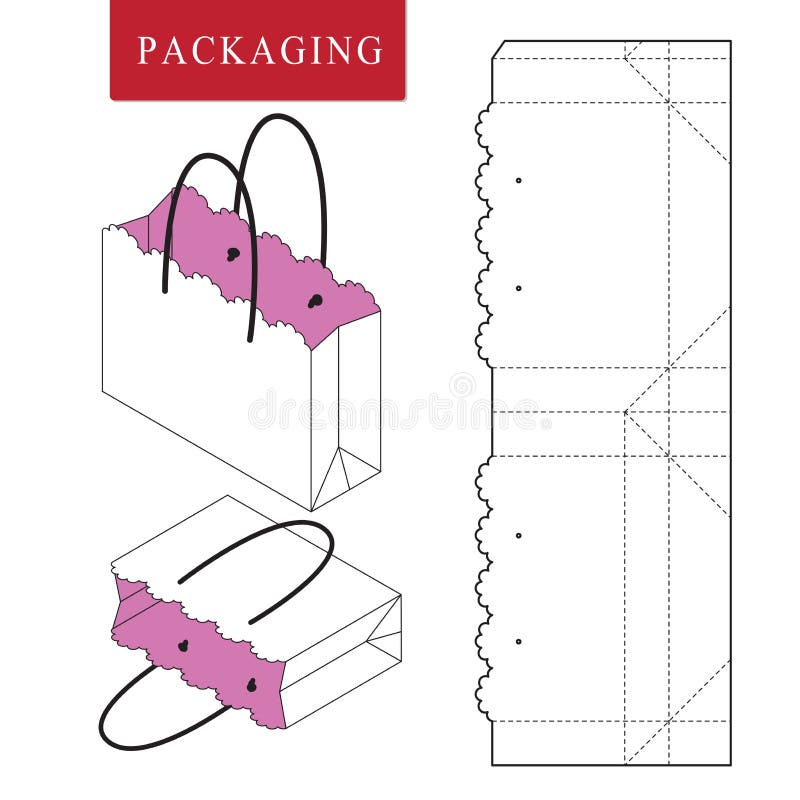 Zak verpakkend malplaatje voor het dragen Vectorillustratie van verpakking royalty-vrije illustratie Zak verpakkend malplaatje voor het dragen Vectorillustratie van verpakking royalty-vrije illustratie