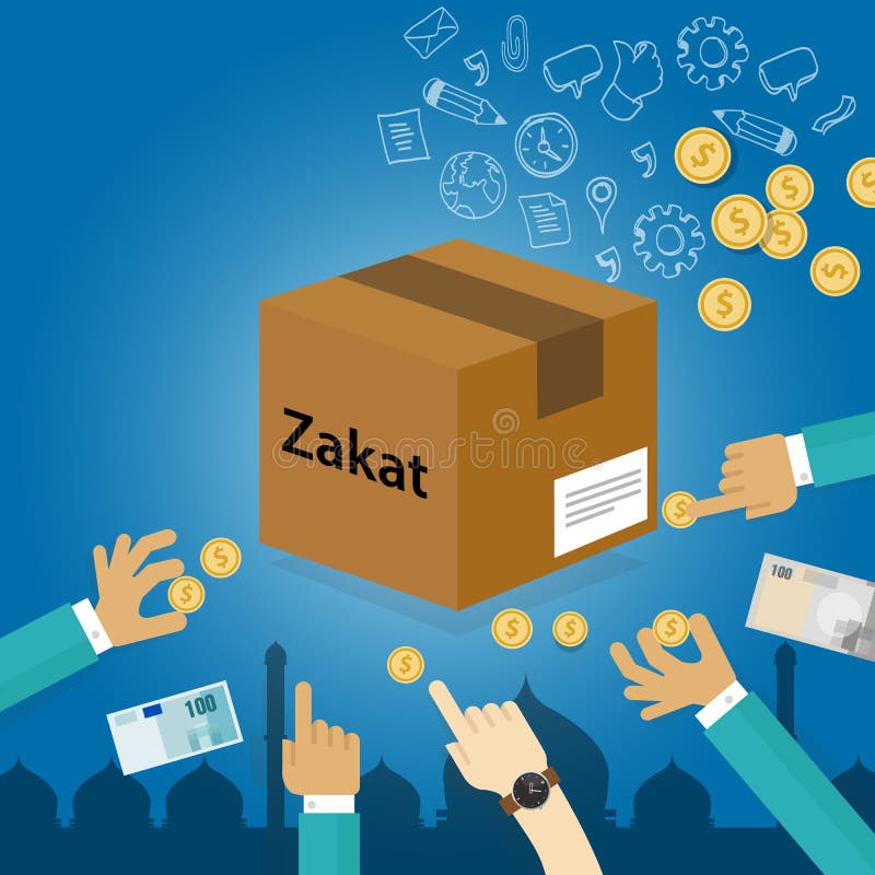 Zakat che dà soldi alla carità religiosa di imposta di concetto difficile di islam illustrazione vettoriale Zakat che dà soldi alla carità religiosa di imposta di concetto difficile di islam illustrazione vettoriale