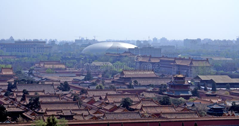 Beijing's Forbidden City, with the new Opera House in the background. Beijing's Forbidden City, with the new Opera House in the background