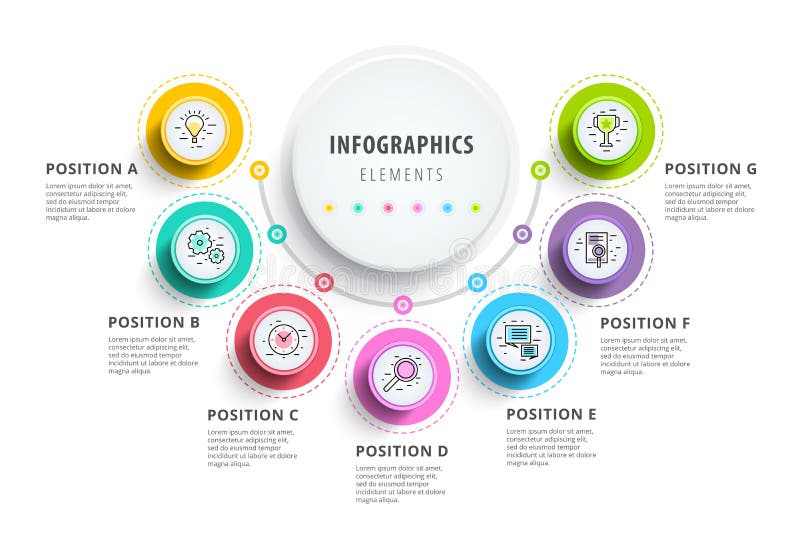 Zaken 7 de grafiekinfographics van het stapproces met stapcirkels Ci vector illustratie Zaken 7 de grafiekinfographics van het stapproces met stapcirkels Ci vector illustratie