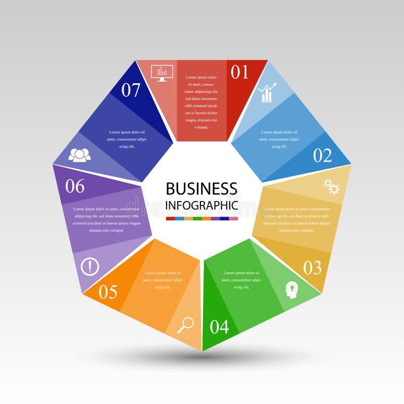 Zaken InfoGraphics, Meetkunde, Zevenhoekontwerp, Marketing presentatie, sectiebanner royalty-vrije illustratie Zaken InfoGraphics, Meetkunde, Zevenhoekontwerp, Marketing presentatie, sectiebanner royalty-vrije illustratie