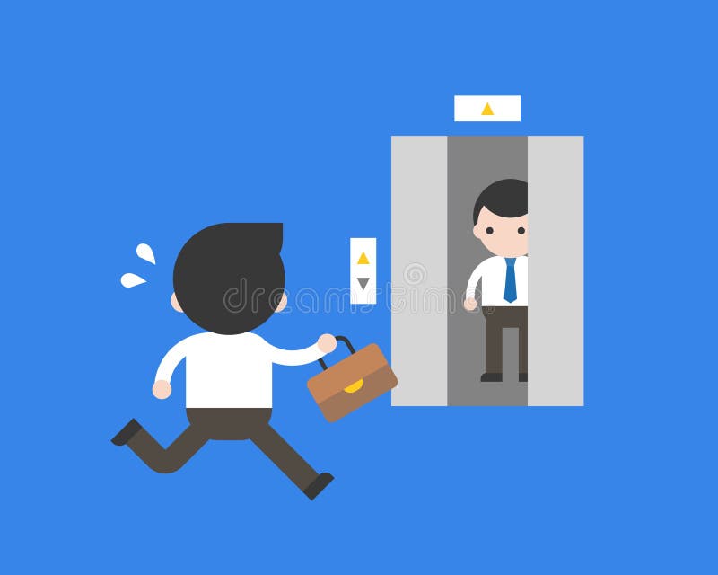 Zakenman die aan het sluiten van lift, bedrijfsconcept lopen vector illustratie Zakenman die aan het sluiten van lift, bedrijfsconcept lopen vector illustratie
