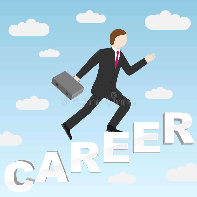 Zakenman die de trap oploopt stock illustratie