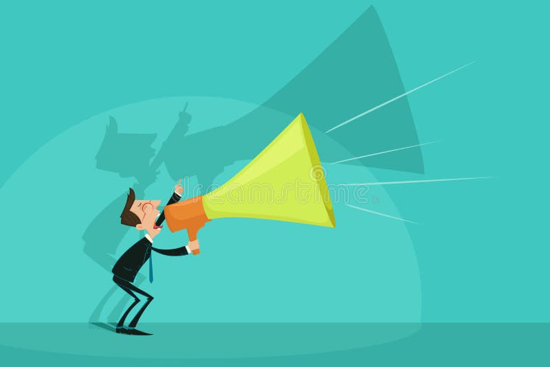 Easy to edit vector illustration of businessman announcing through megaphone. Easy to edit vector illustration of businessman announcing through megaphone