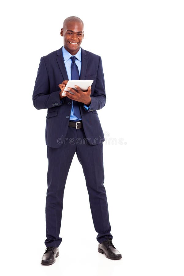 Zakenman die een tablet gebruikt royalty-vrije stock foto