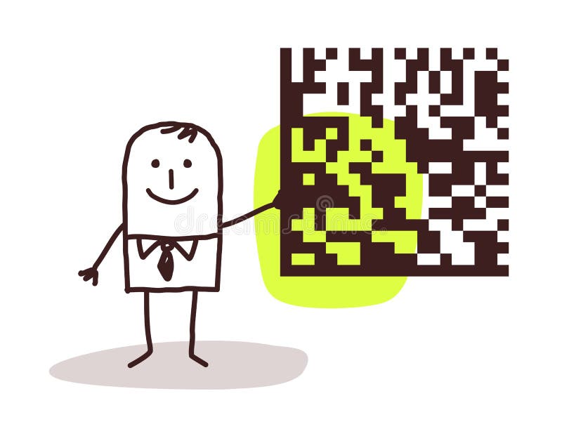 Zakenman en cryptogram royalty-vrije illustratie Zakenman en cryptogram royalty-vrije illustratie