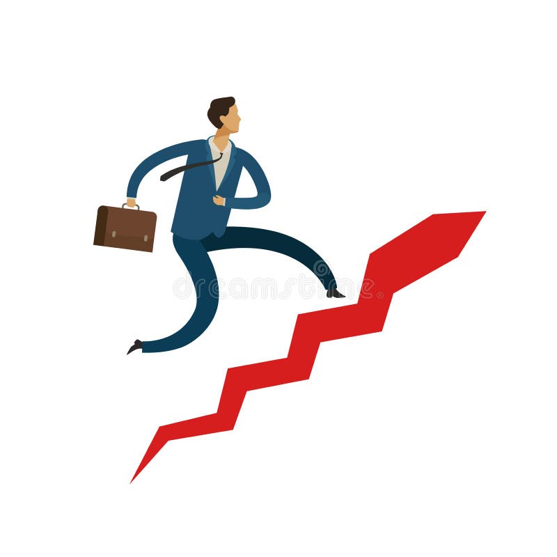 Zakenman het lanceren trap Carrièreladder, succesconcept Bedrijfs vectorillustratie vector illustratie Zakenman het lanceren trap Carrièreladder, succesconcept Bedrijfs vectorillustratie vector illustratie