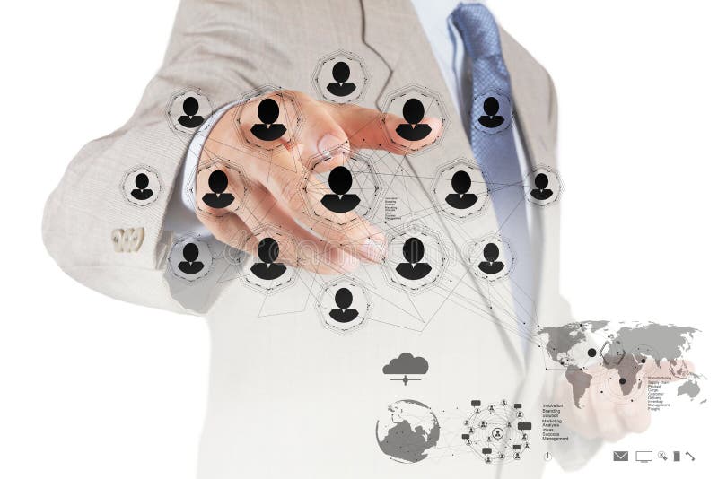 Zakeman die werkt met een nieuwe, moderne computer stock foto's