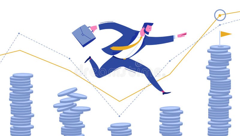 Zakenman met Portefeuillesprong aan Succesdoel royalty-vrije illustratie Zakenman met Portefeuillesprong aan Succesdoel royalty-vrije illustratie