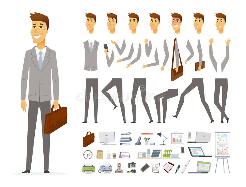 Zakenman - vector het karakteraannemer van beeldverhaalmensen vector illustratie Zakenman - vector het karakteraannemer van beeldverhaalmensen vector illustratie