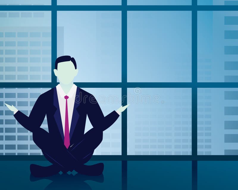 Zakenman in yogapositie De rust ontspant in Zaken royalty-vrije illustratie Zakenman in yogapositie De rust ontspant in Zaken royalty-vrije illustratie
