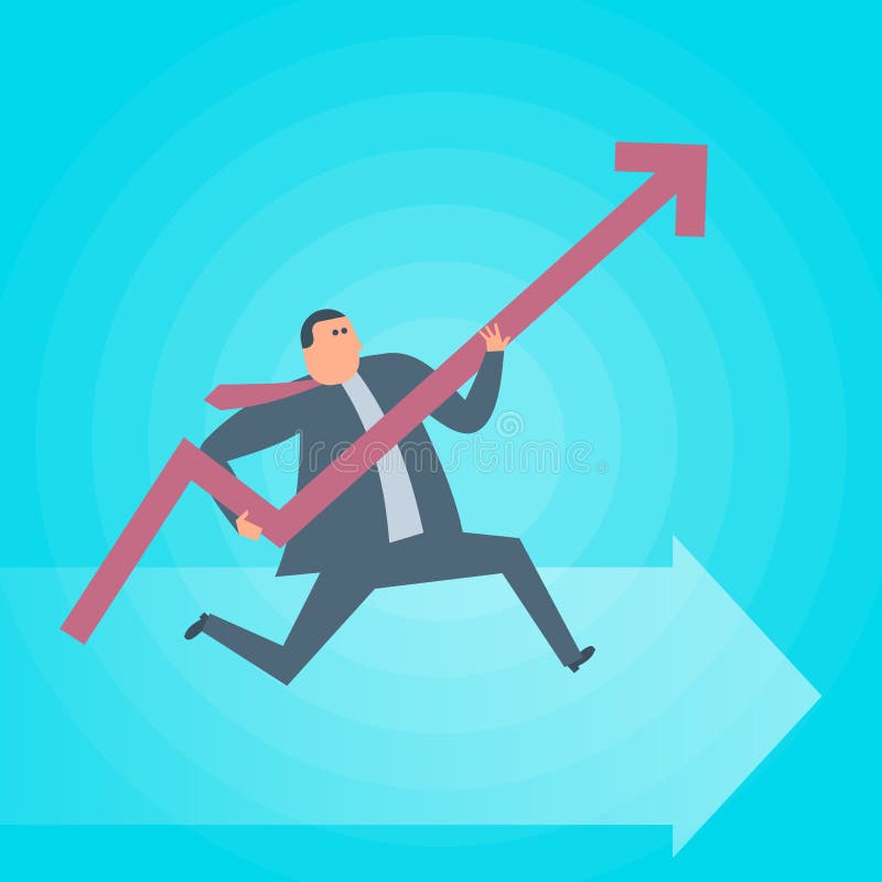 Zakenmanlooppas met stijgende grafiekpijl De succesvector bedriegt vector illustratie Zakenmanlooppas met stijgende grafiekpijl De succesvector bedriegt vector illustratie